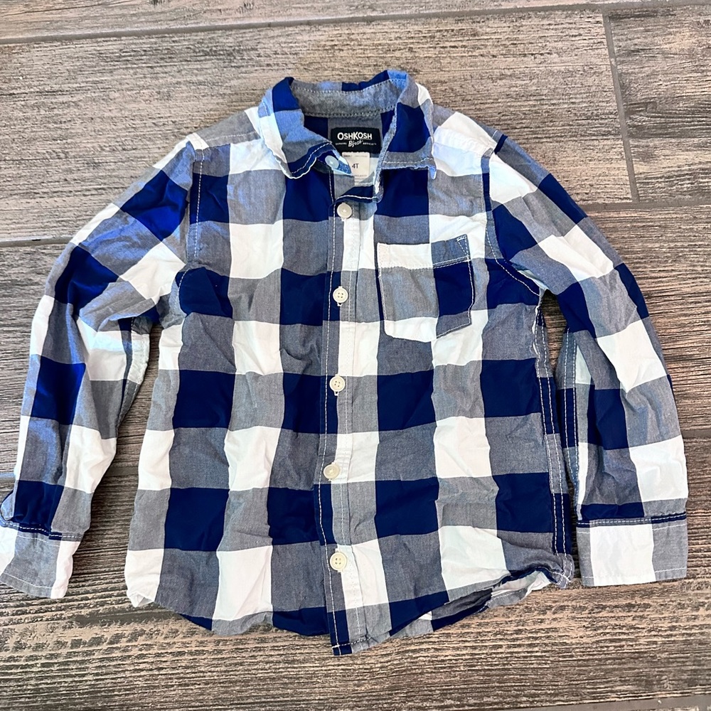 Osh Kosh blue and white button down shirt